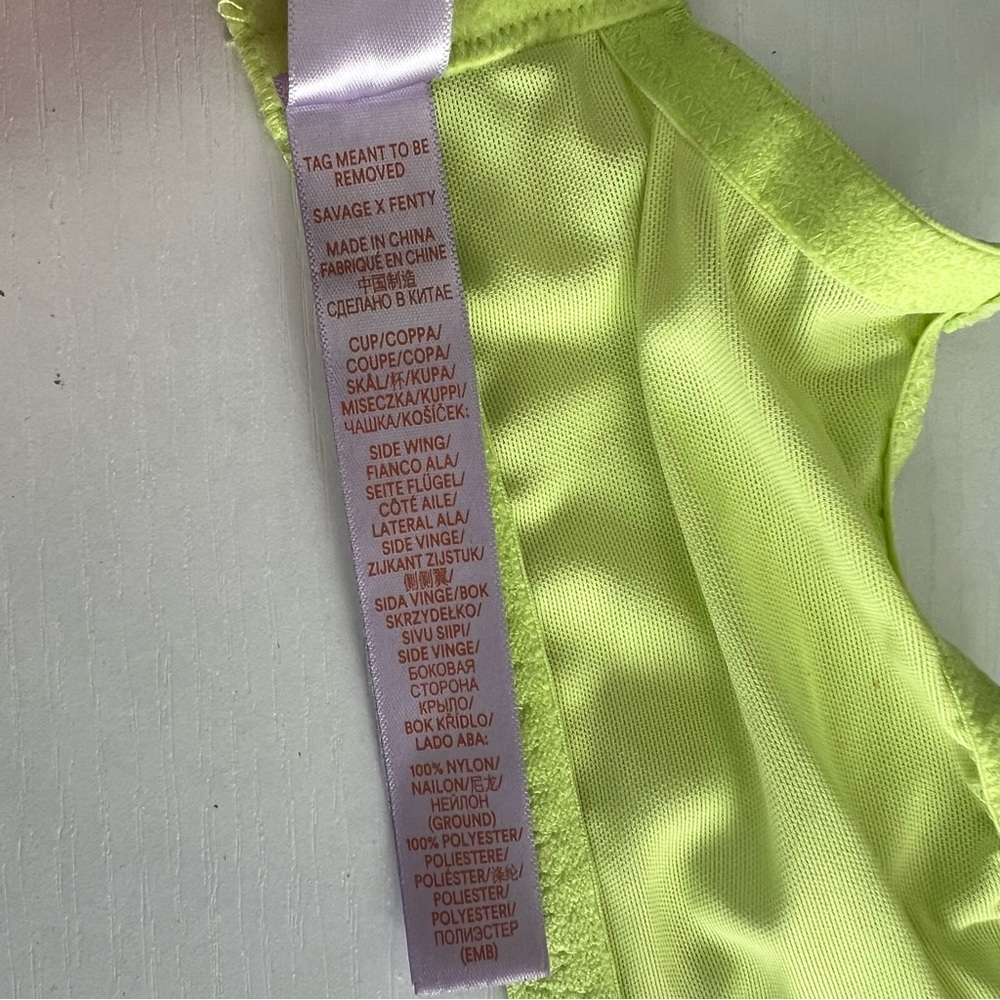 Savage X Fenty Shining Star lime green Embroidered Unlined Demi Bra size 38DD - Picture 12 of 12